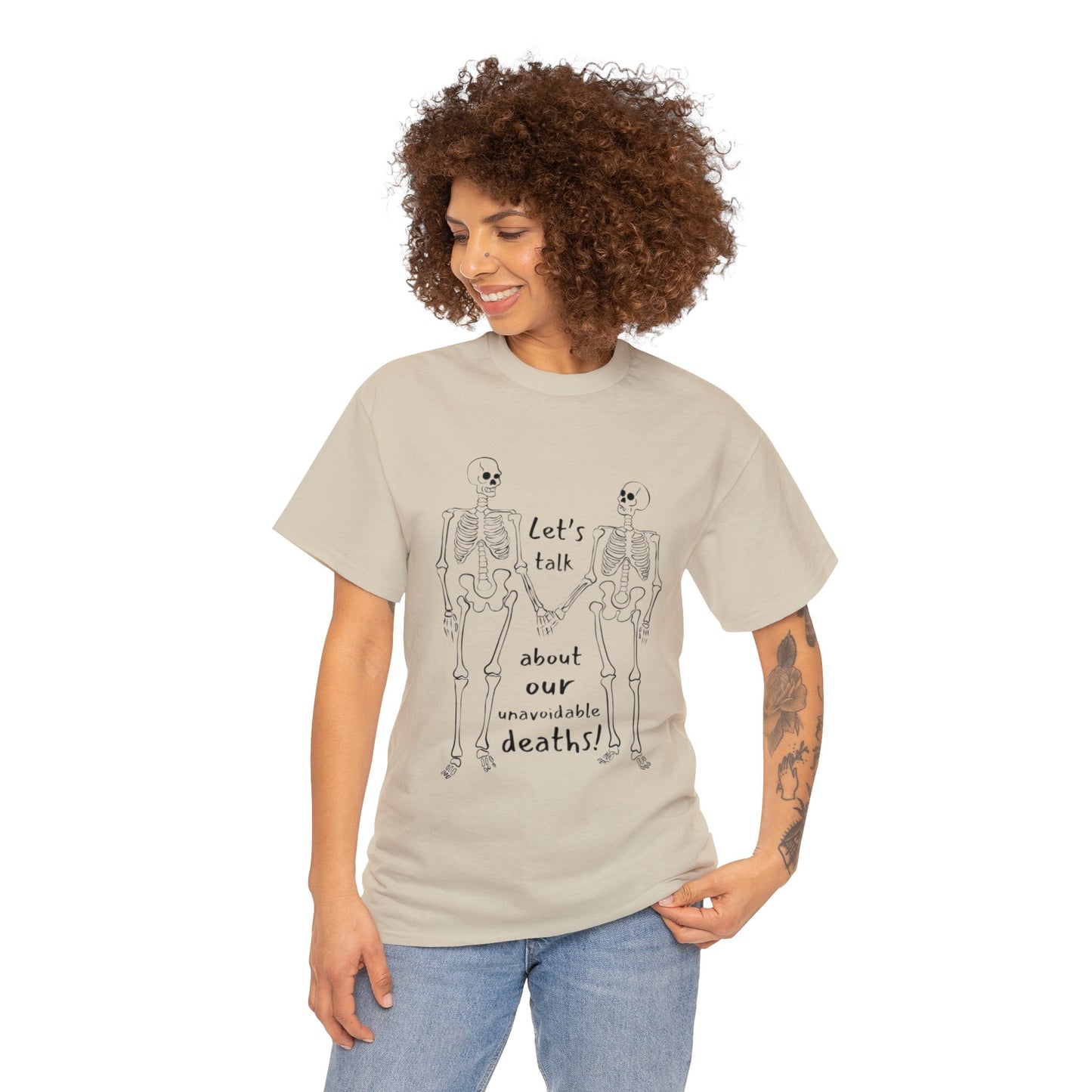 "Let's Talk about Our Unavoidable Deaths" Unisex Heavy Cotton Tee