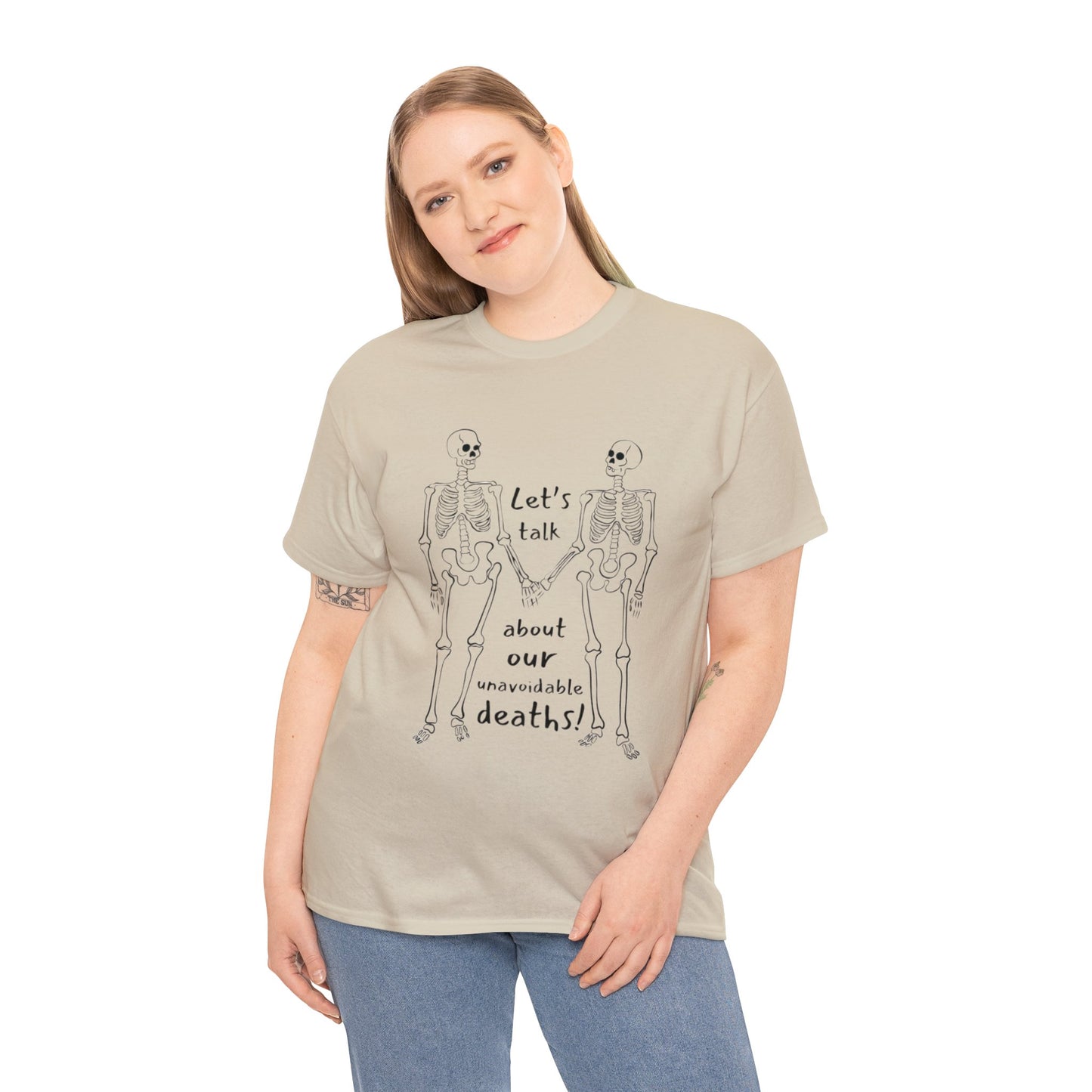 "Let's Talk about Our Unavoidable Deaths" Unisex Heavy Cotton Tee